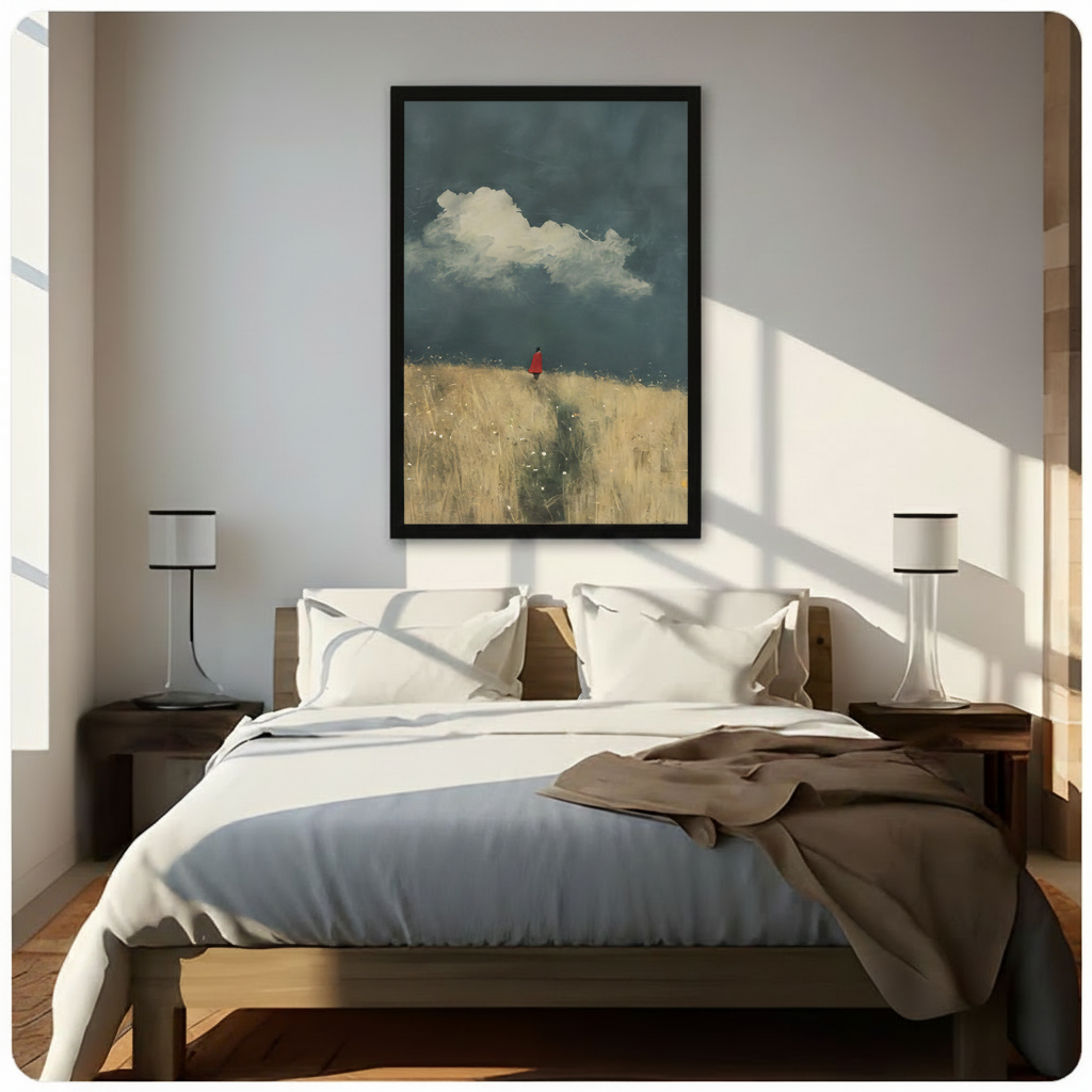 Solitary Figure Golden Field Canvas Art Wall Art