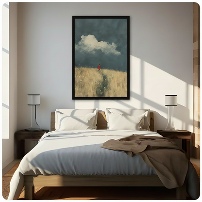 Solitary Figure Golden Field Canvas Art Wall Art
