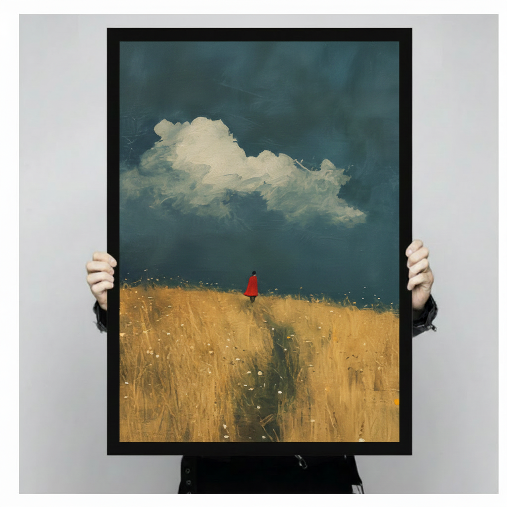 Solitary Figure Golden Field Canvas Art Wall Art