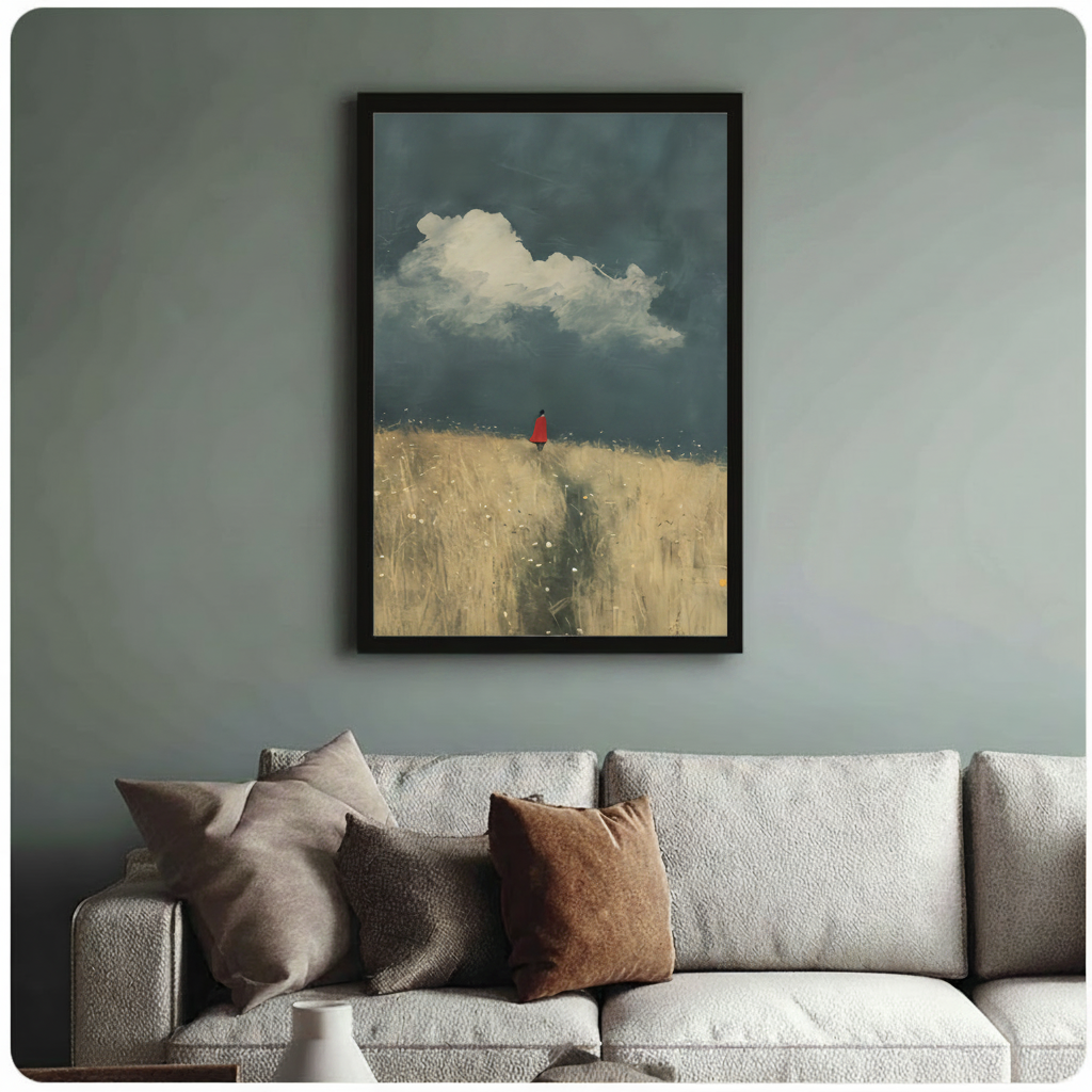 Solitary Figure Golden Field Canvas Art Wall Art