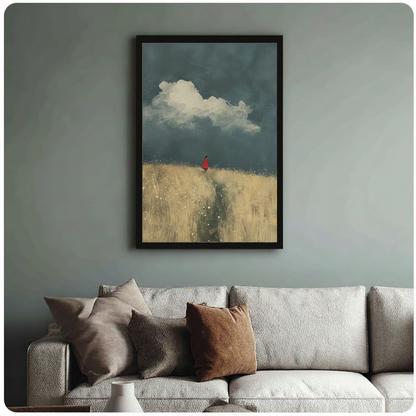 Solitary Figure Golden Field Canvas Art Wall Art