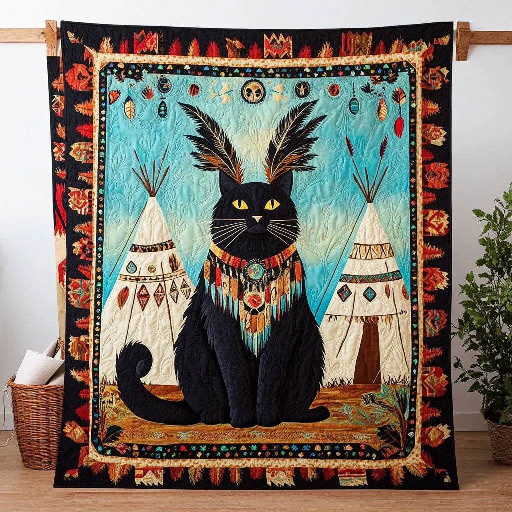 Native American Cat Quilt Blanket