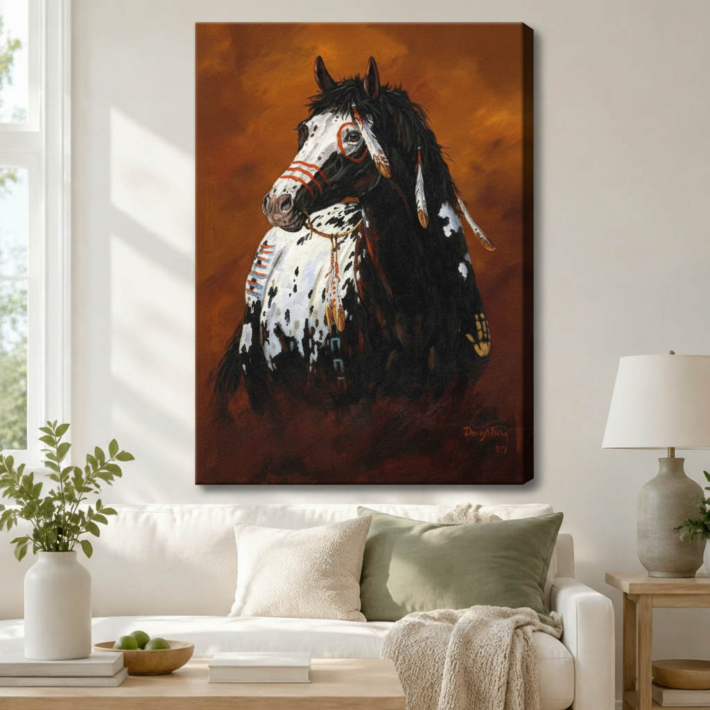 Native American Appaloosa Horse Canvas Wall Art