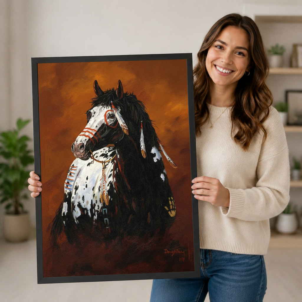 Native American Appaloosa Horse Canvas Wall Art