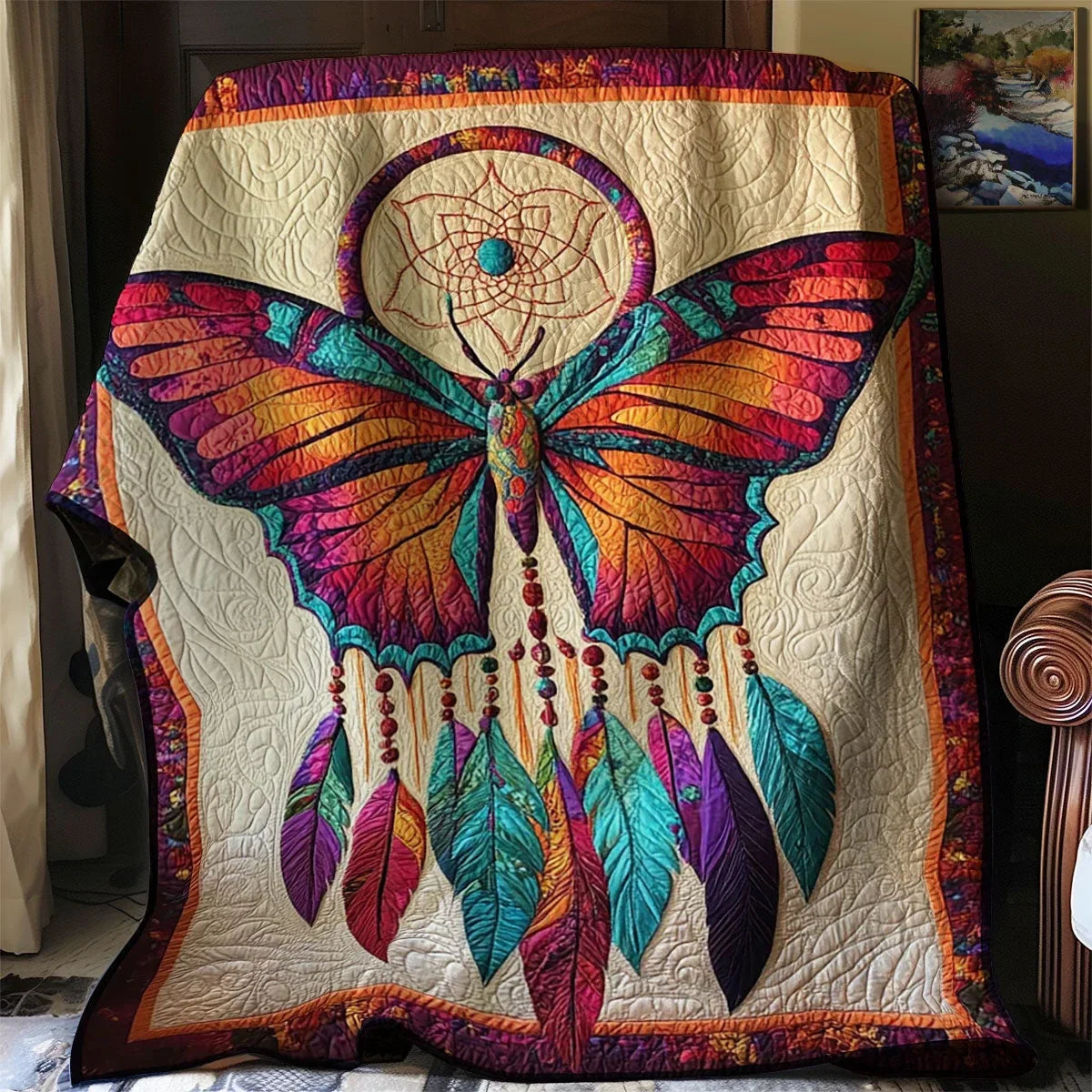 Native Dreamcatcher Butterfly Quilt Blanket