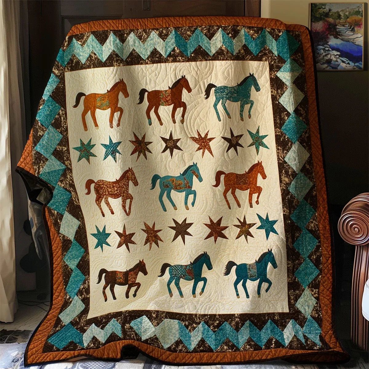 Native Horse Quilt Blanket