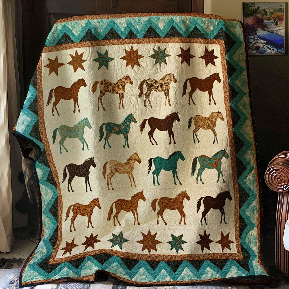 Native Horse Quilt Blanket