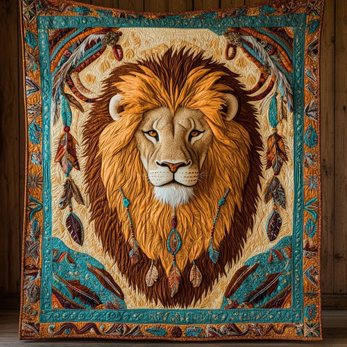 Native Lion Quilt Blanket