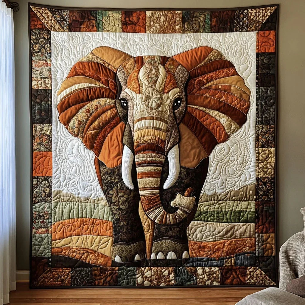 Native Patchwork Elephant Quilt Blanket