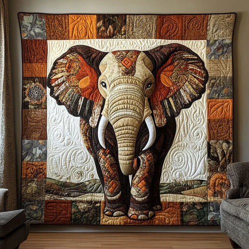 Native Patchwork Elephant Quilt Blanket
