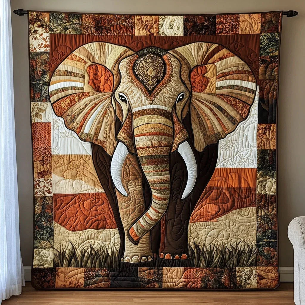 Native Patchwork Elephant Quilt Blanket