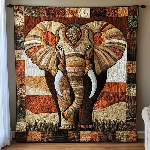Native Patchwork Elephant Quilt Blanket