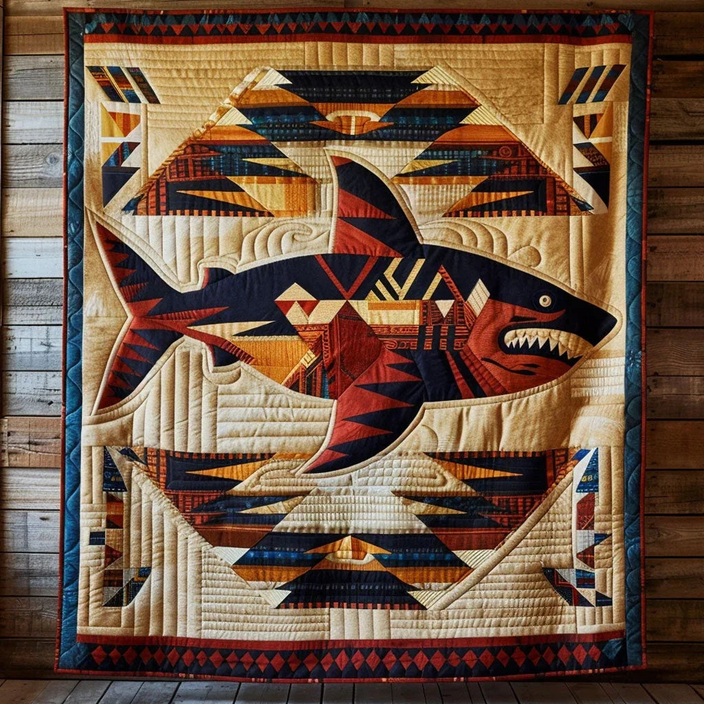 Native Shark Quilt Blanket