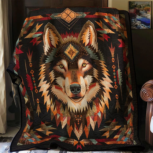 Native Wolf Quilt Blanket