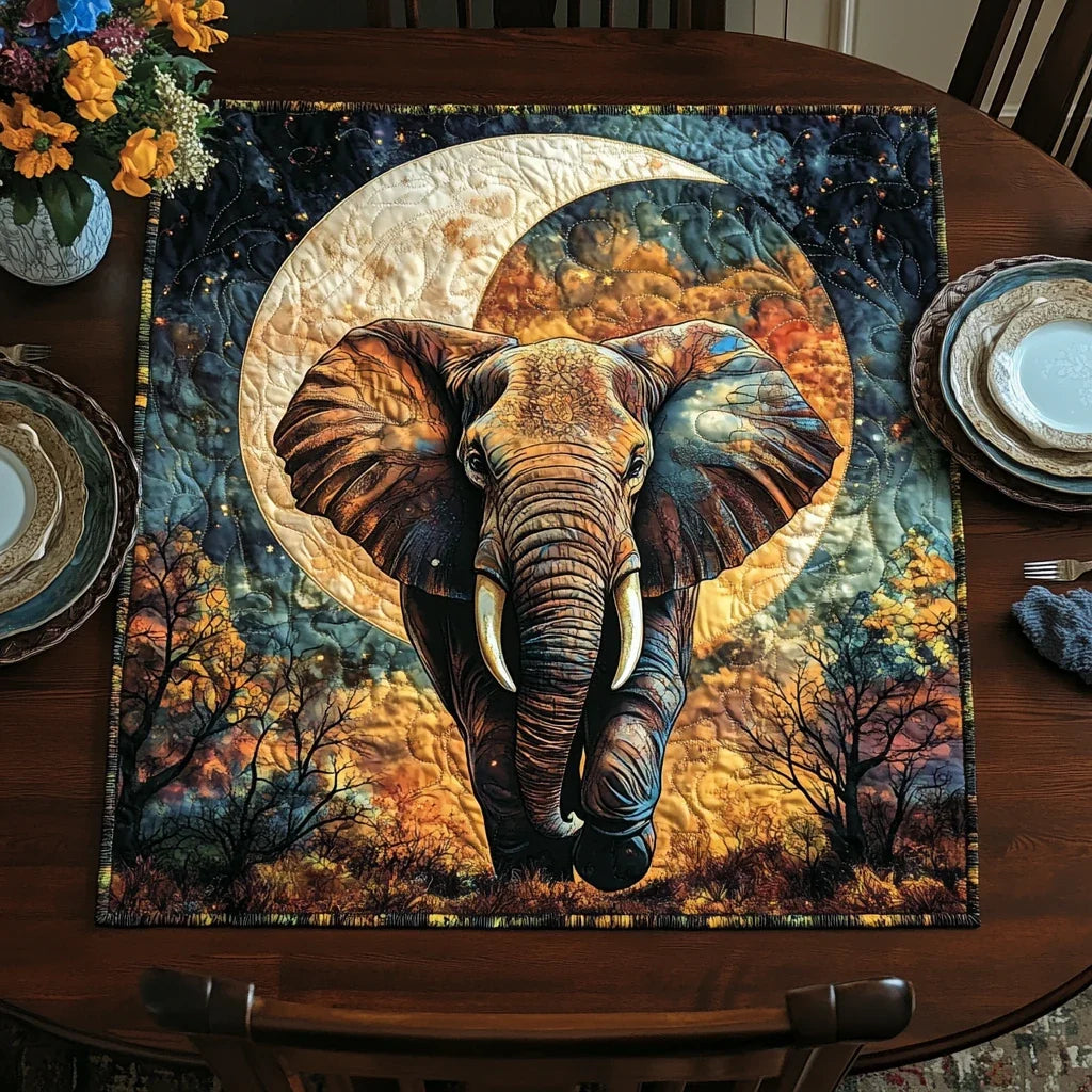 Nature Elephant Quilted Table Topper
