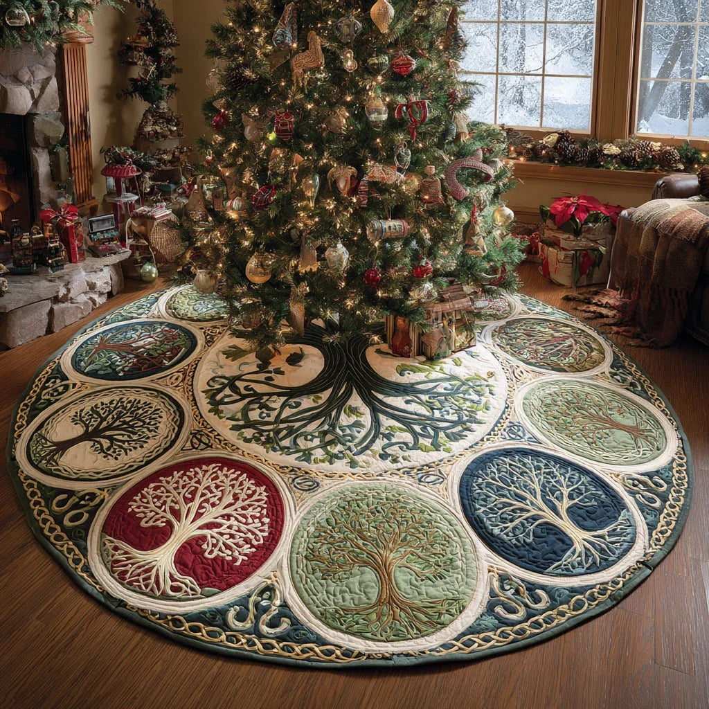 Nature Heart Christmas Quilted Tree Skirt