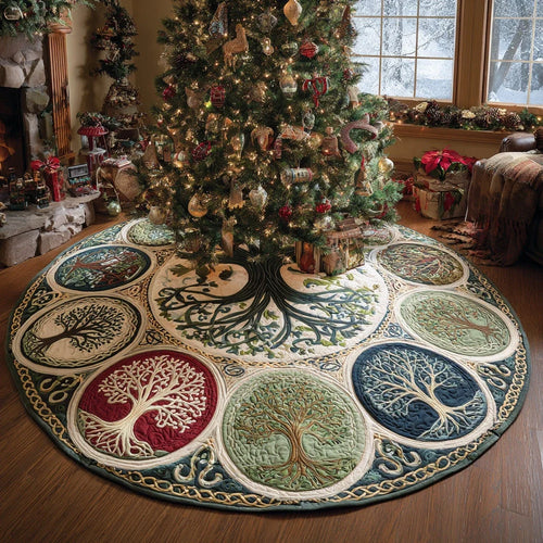 Nature Heart Christmas Quilted Tree Skirt