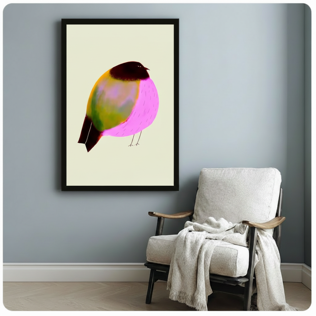 Neon Bird Minimalist Canvas Wall Art