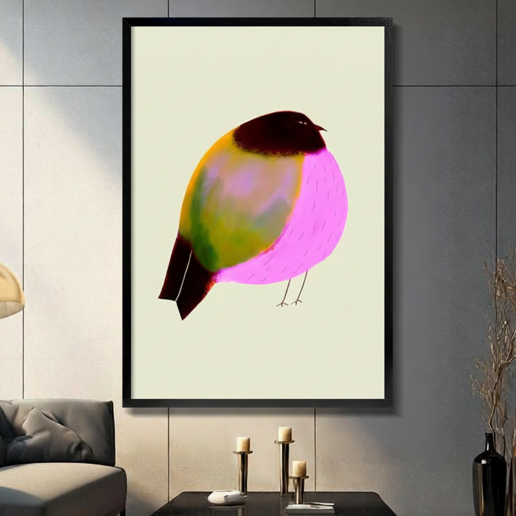 Neon Bird Minimalist Canvas Wall Art
