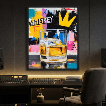 Neon Whiskey Crown Toast Canvas Wall Art