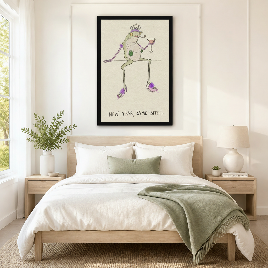 New Year Same Bitch Frog Funny Canvas Art Wall Art