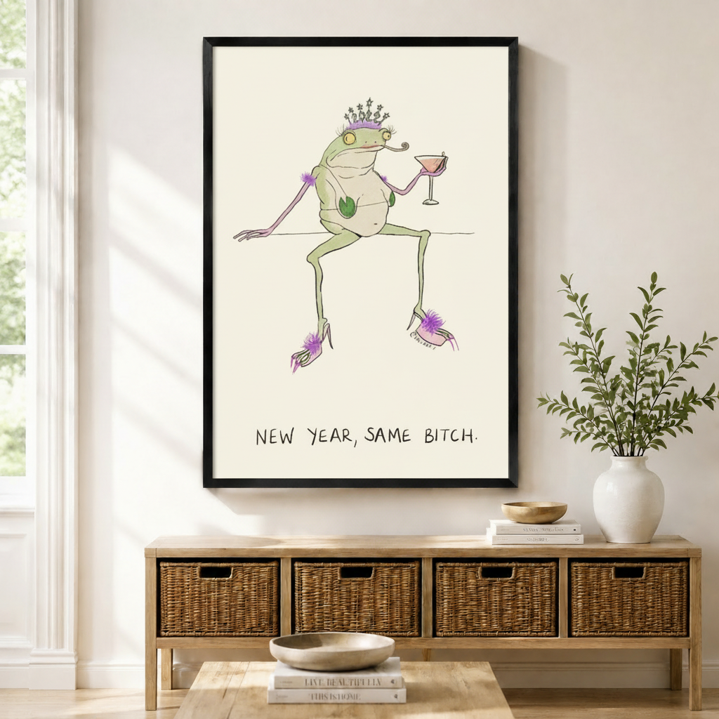 New Year Same Bitch Frog Funny Canvas Art Wall Art