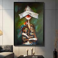 Surreal Newspaper Hat Figure Canvas Wall Art