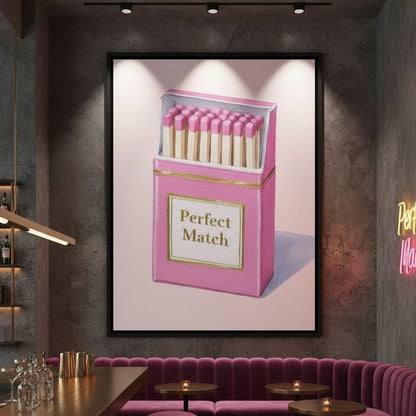 Perfect Match Pink Matchbox Canvas Wall Art