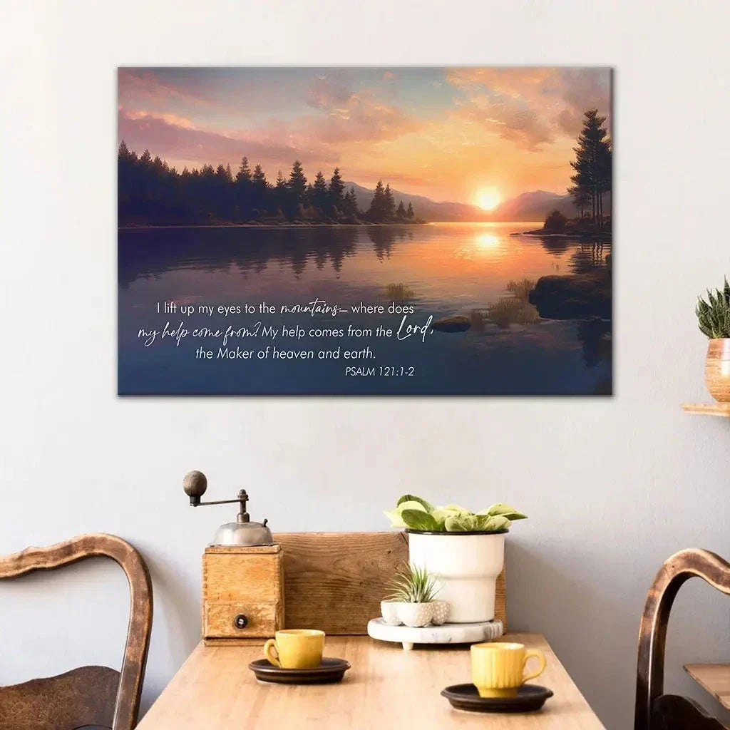 psalm 121 1 2 my help cometh from the lord wall art canvas (Landscape) (view 8)