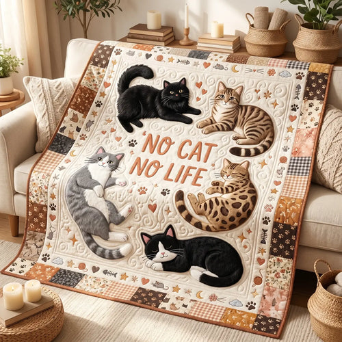 No Cat No Life Quilt Blanket