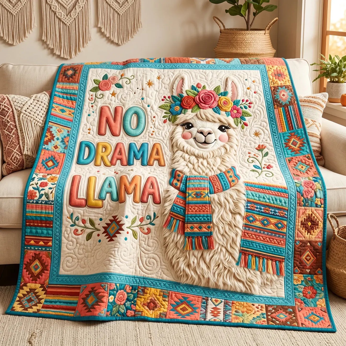 No Drama Llama Quilt Blanket