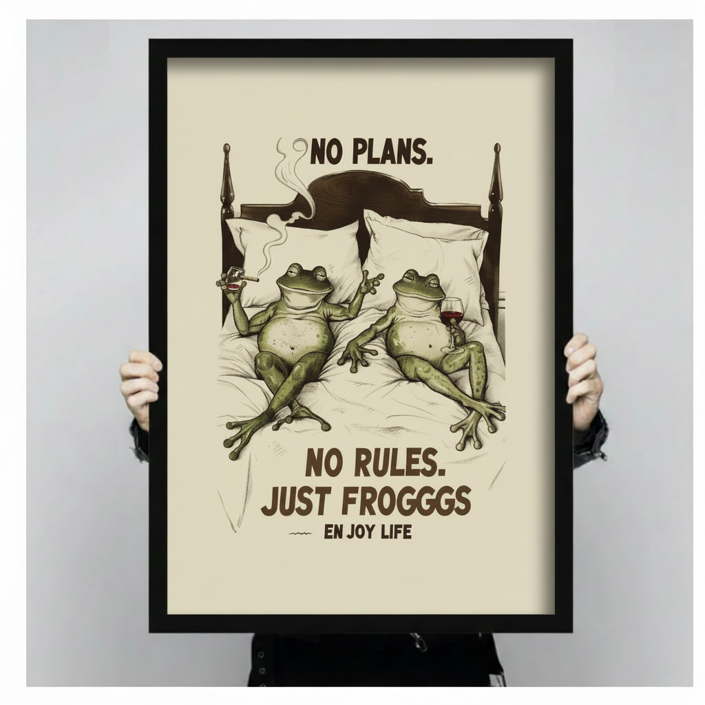 No Plans No Rules Funny Frog Canvas Art Wall Art