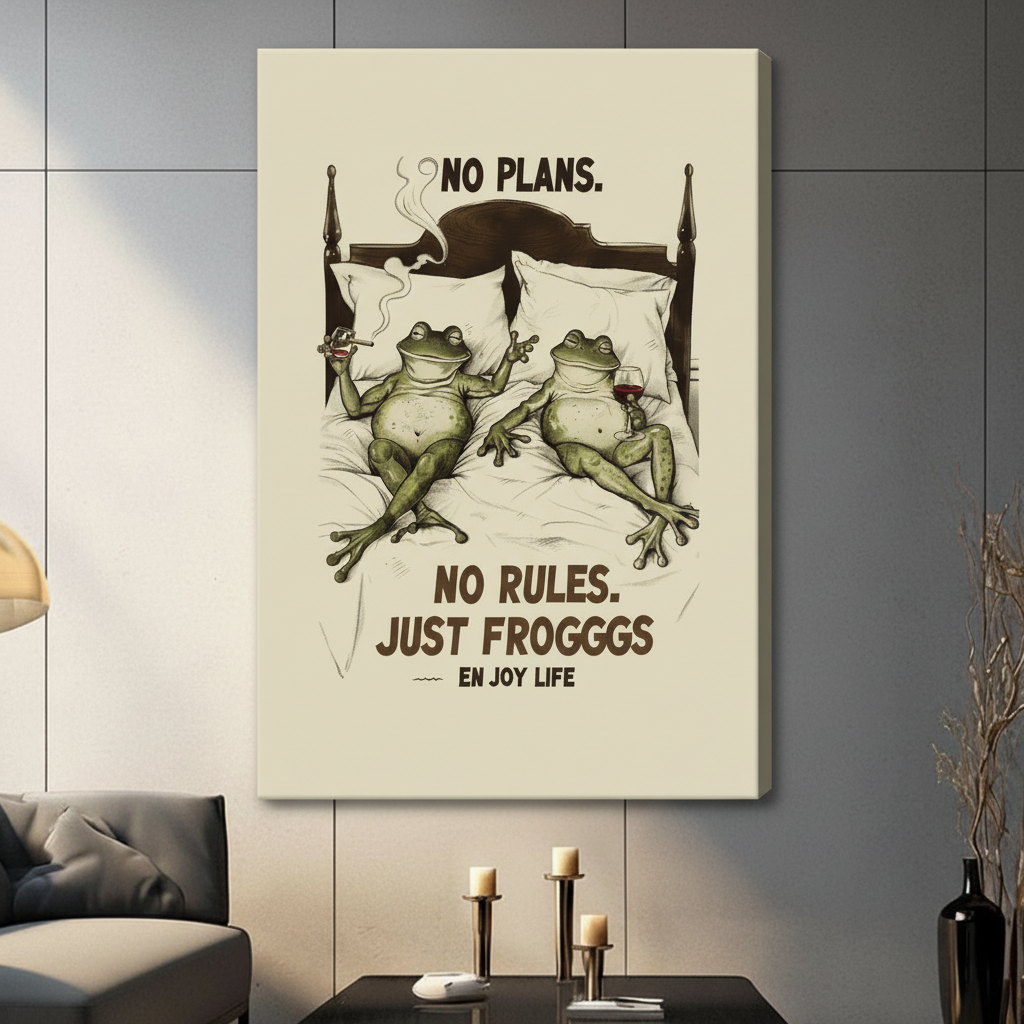 No Plans No Rules Funny Frog Canvas Art Wall Art