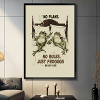No Plans No Rules Funny Frog Canvas Art Wall Art