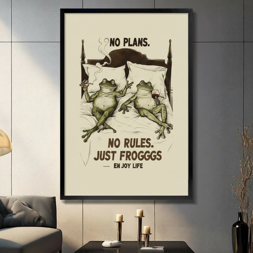 No Plans No Rules Funny Frog Canvas Art Wall Art