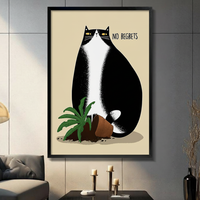 No Regrets Funny Cat Canvas Wall Art