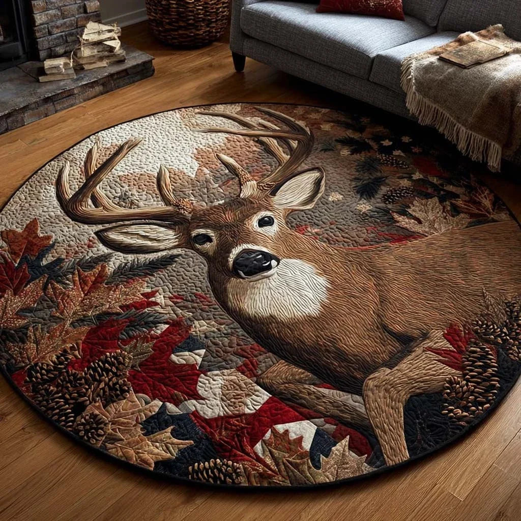 Noble Deer Quilted Round Mat