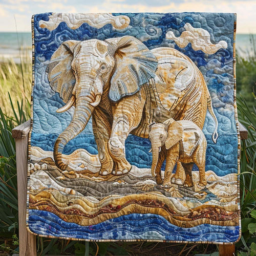 Noble Elephant Quilt Blanket - Quilted Blanket by Wild and Way