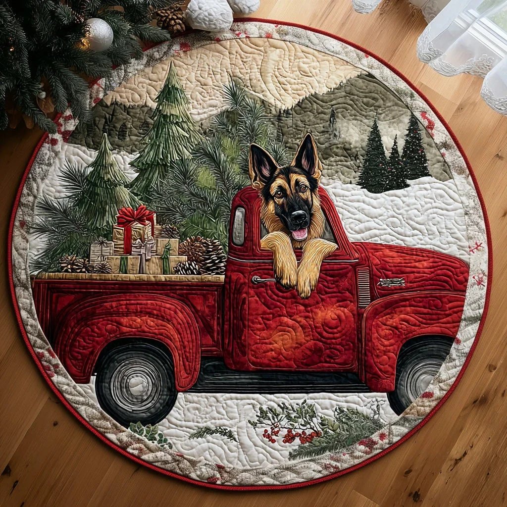 Noble German Shepherd Woods Quilted Round Mat