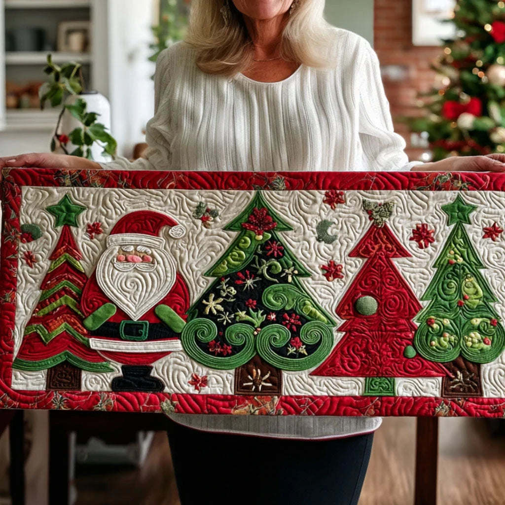 Noel Tree Lights Quilted Table Runner