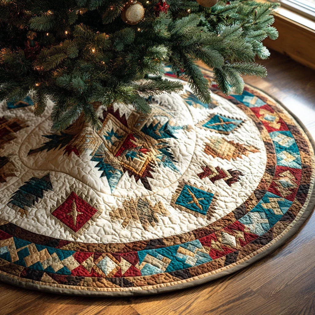 Nomad Sun Christmas Quilted Tree Skirt