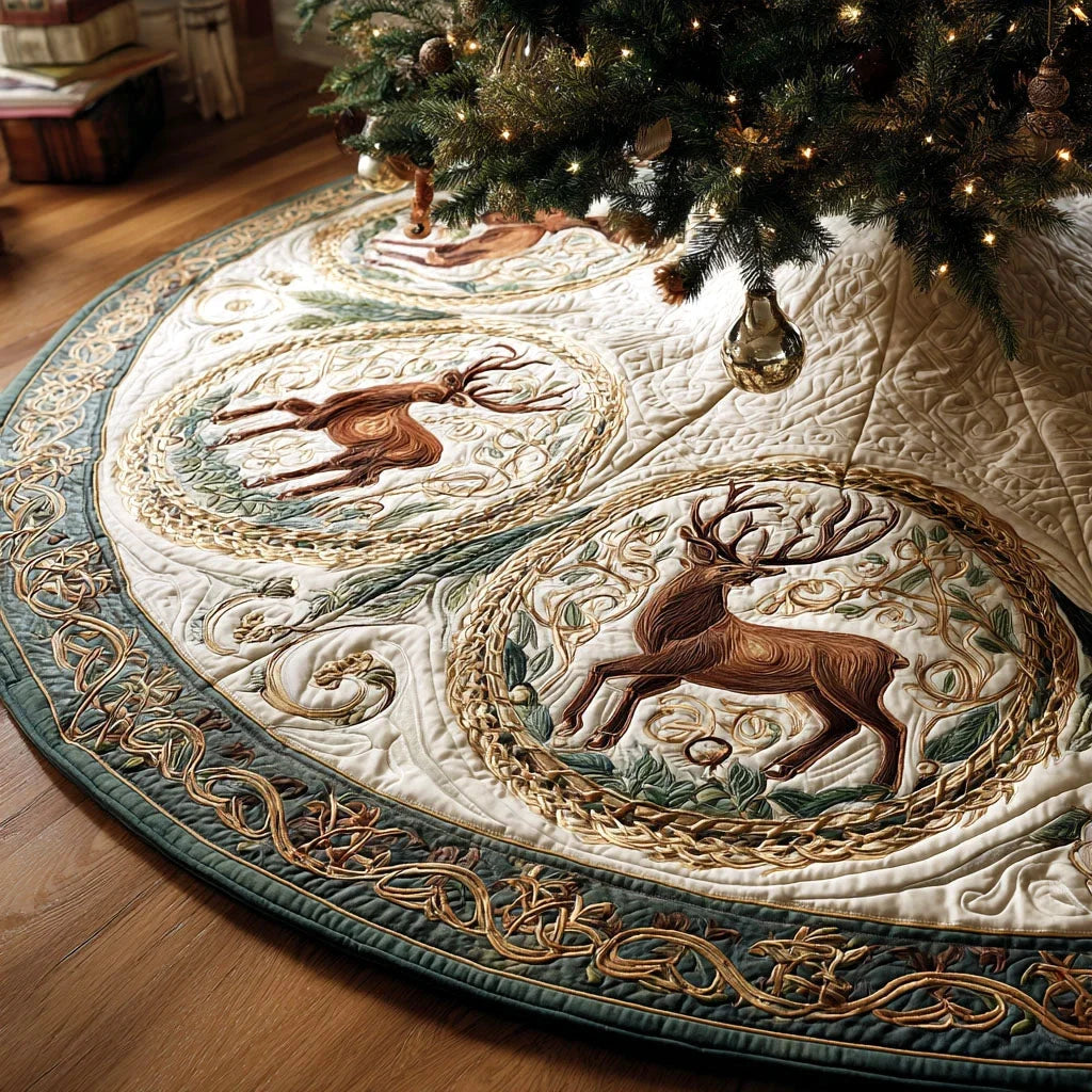 Nordic Meadow Christmas Quilted Tree Skirt
