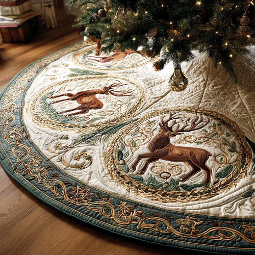 Nordic Meadow Christmas Quilted Tree Skirt