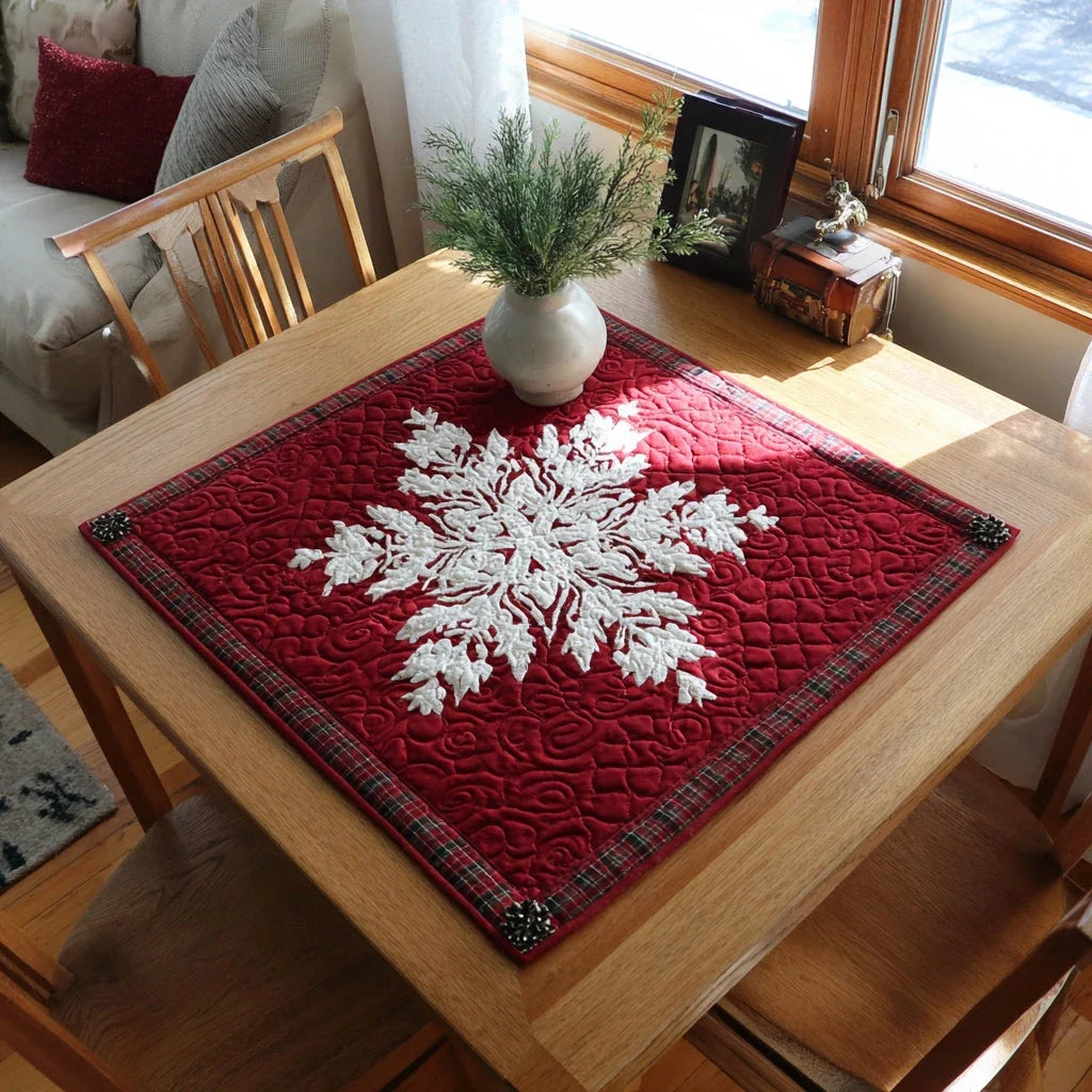 Nordic Snowflake Charm Quilted Table Topper