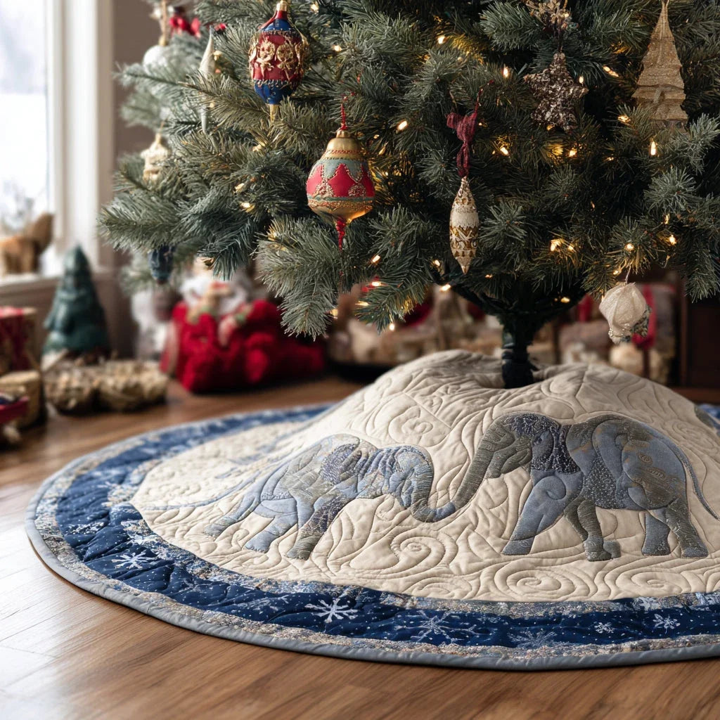 North Elephant Christmas Quilted Tree Skirt
