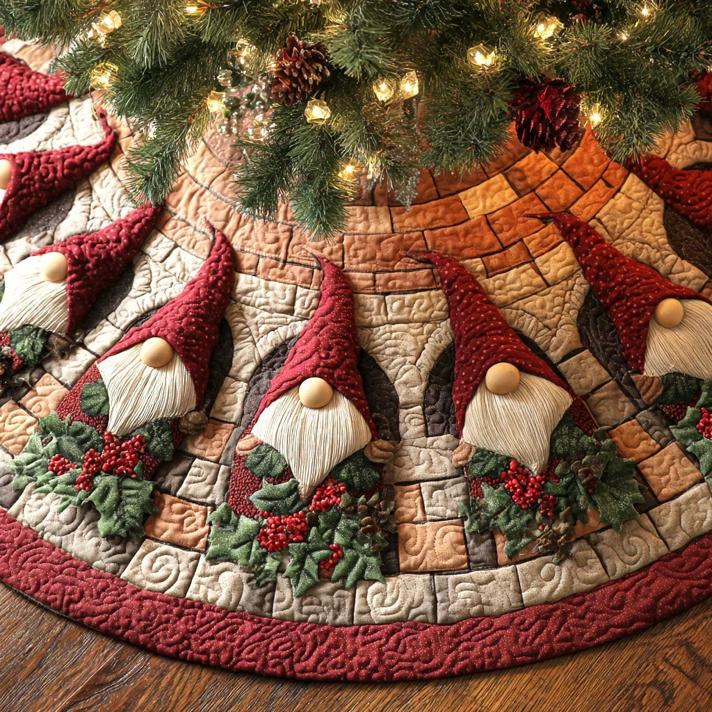 North Pole Gathering Christmas Quilted Tree Skirt
