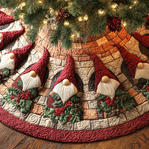 North Pole Gathering Christmas Quilted Tree Skirt