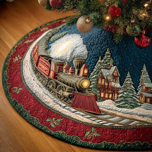 Northbound Train Christmas Quilted Tree Skirt