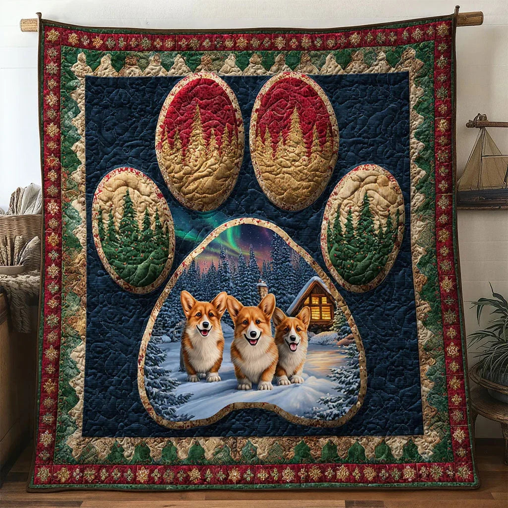 Northern Light Corgi Paw Quilt Blanket