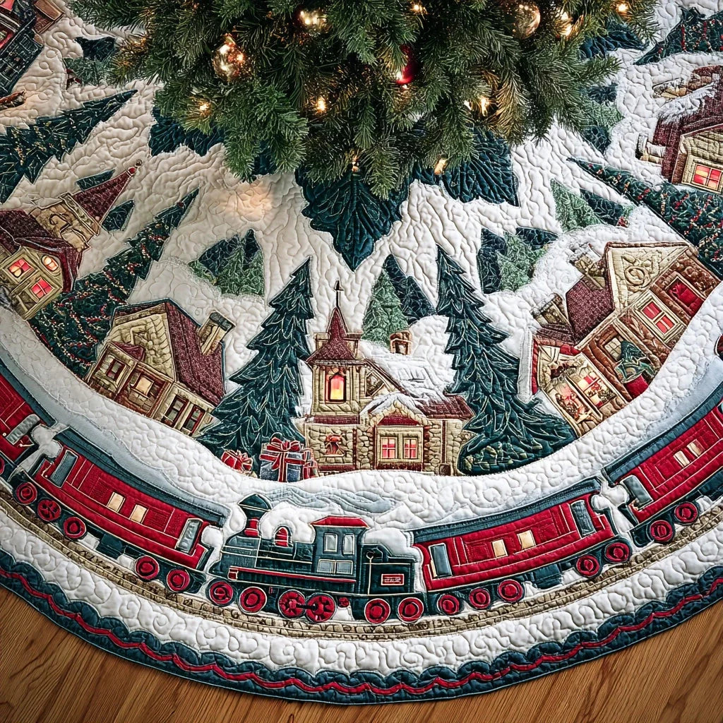 Northern Spark Trail Christmas Quilted Tree Skirt
